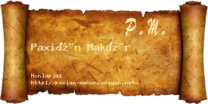 Paxián Makár névjegykártya
